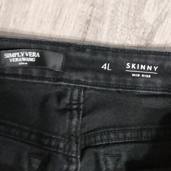 VERA WANG Black Denim Jeans size 4L - Picture 5 of 9
